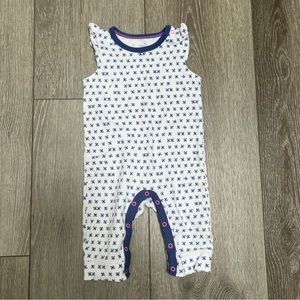 CLOUD ISLAND SLEEVELESS LONG PANTS ROMPER WHITE BLUE 3-6MO